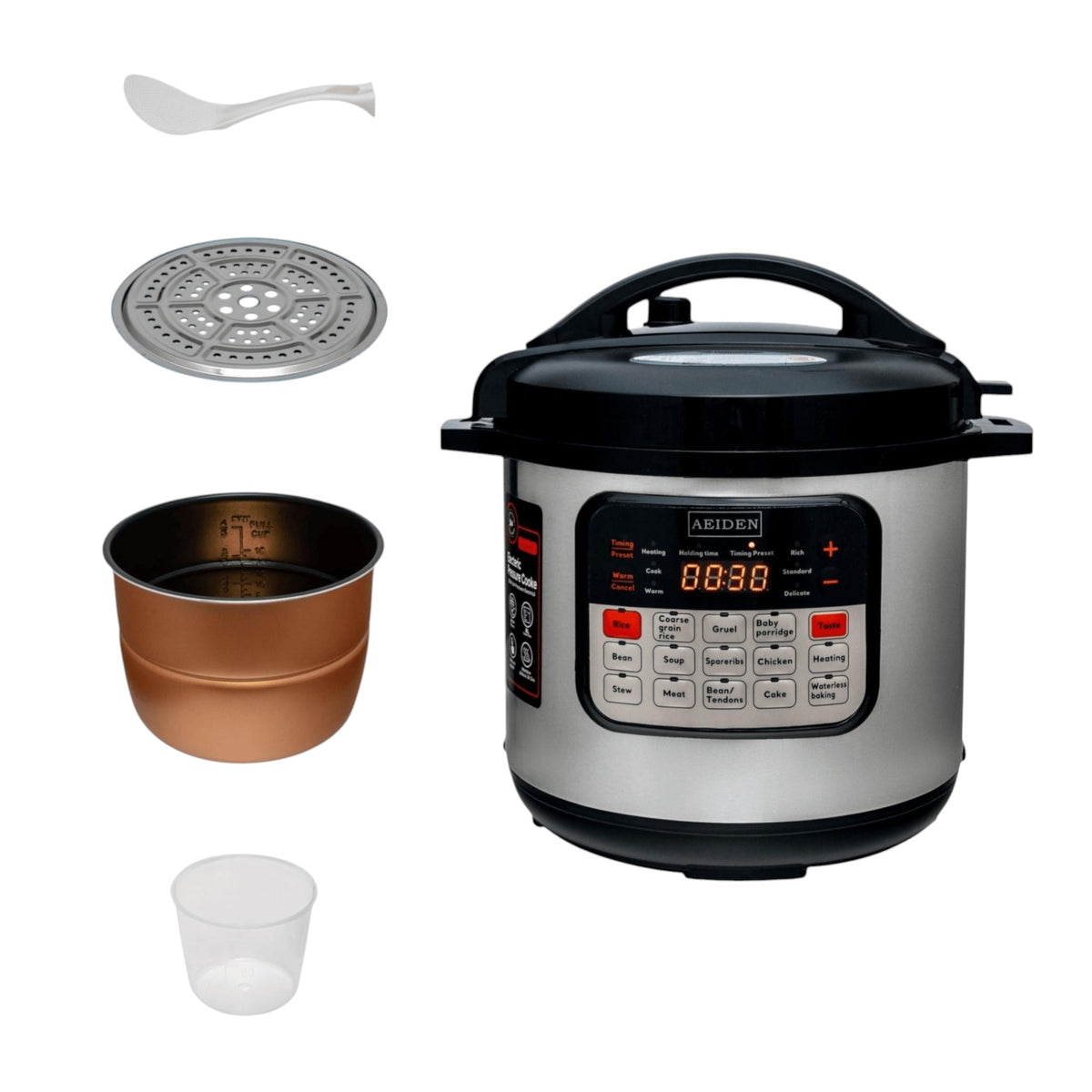 Oala Electrica Sub Presiune 2500W, Capacitate 8L, 9 Programe, Otel Inoxidabil, Vas Antiaderent