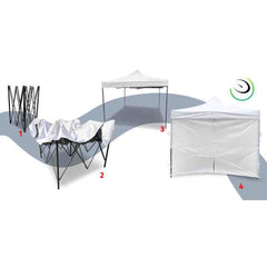 Cort Pavilion cu 3 Pereti Laterali si Cadru Pliabil pentru Gradina sau Evenimente, Dimensiuni 3x3m, Culoare Alb.