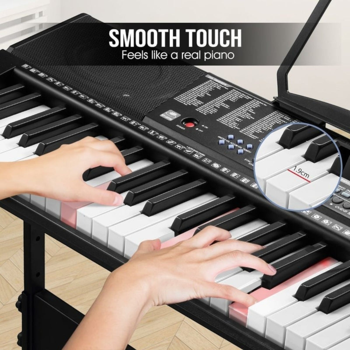 Orga MK2108, 61 clape luminate LED, 5 octave, 255 timbre, 255 ritmuri, ecran LCD