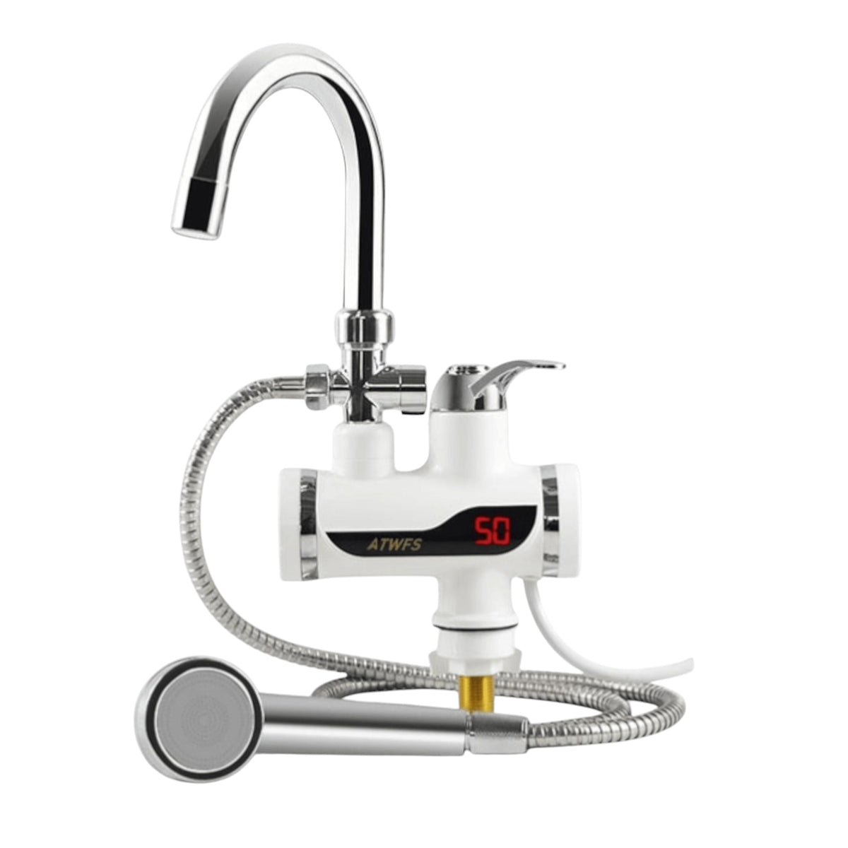 Robinet electric cu incalzire instant, 3000W, cu dus si furtun, montaj pe cada sau chiuveta