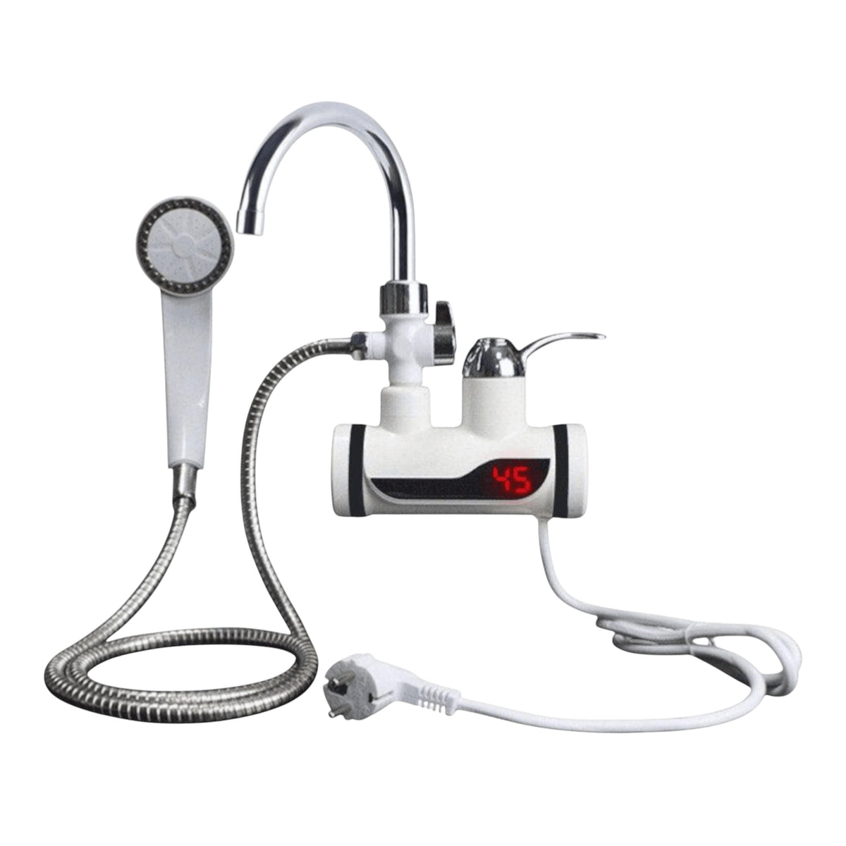 Robinet electric cu incalzire instant, 3000W, cu dus si furtun, montaj perete
