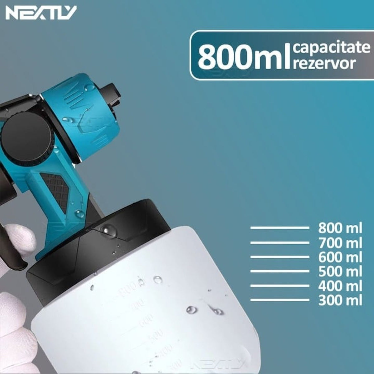 Aparat de vopsit si zugravit electric portabil, 2 acumulatori 48V 8.0Ah, rezervor 800ml