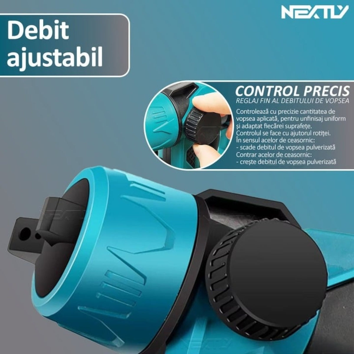 Aparat de vopsit si zugravit electric portabil, 2 acumulatori 48V 8.0Ah, rezervor 800ml