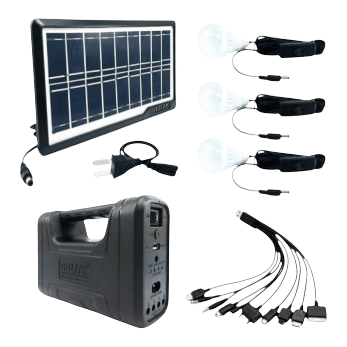 Sistem solar cu panou solar 3.5W 3 becuri LED, USB, Radio FM, MP3, Bluetooth, Lanterna