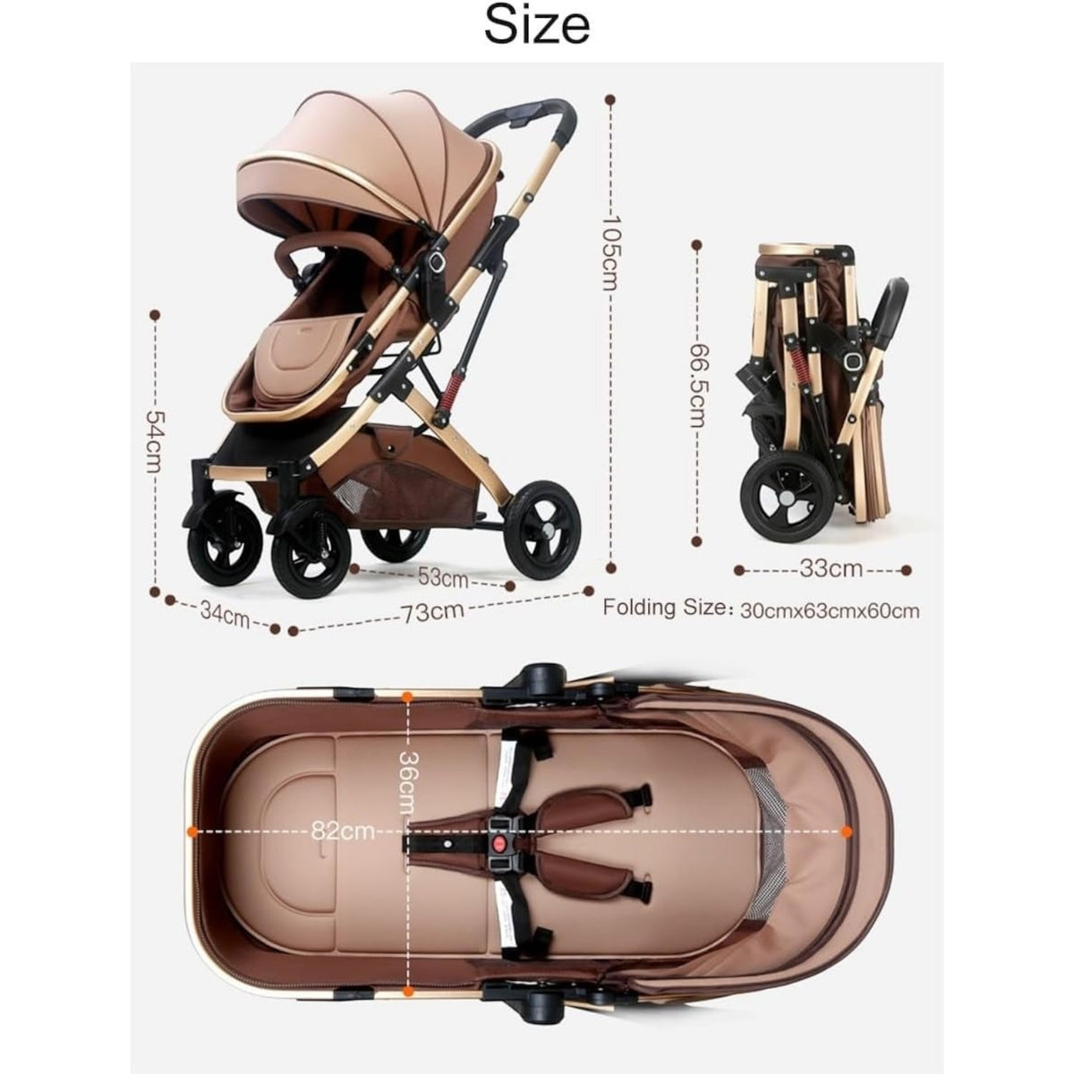 Carucior 2 in 1 pliabil, landou-sport, cu suspensii, 0-36 luni, 25 kg, roti cauciuc, cos depozitare