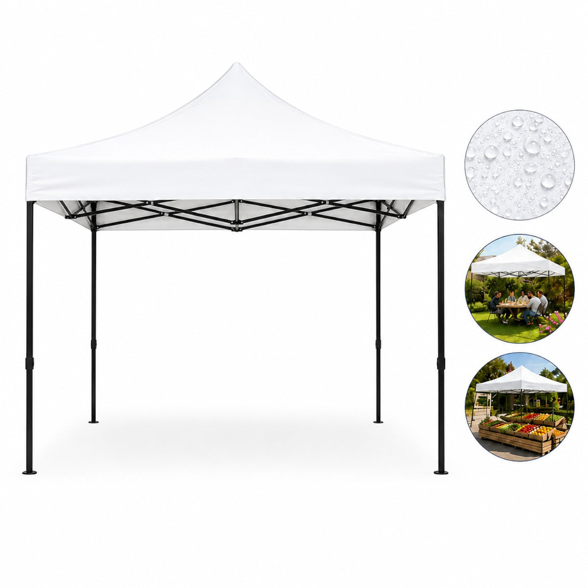 Cort pavilion 3x3m pliabil, cadru metalic, panza impermeabila
