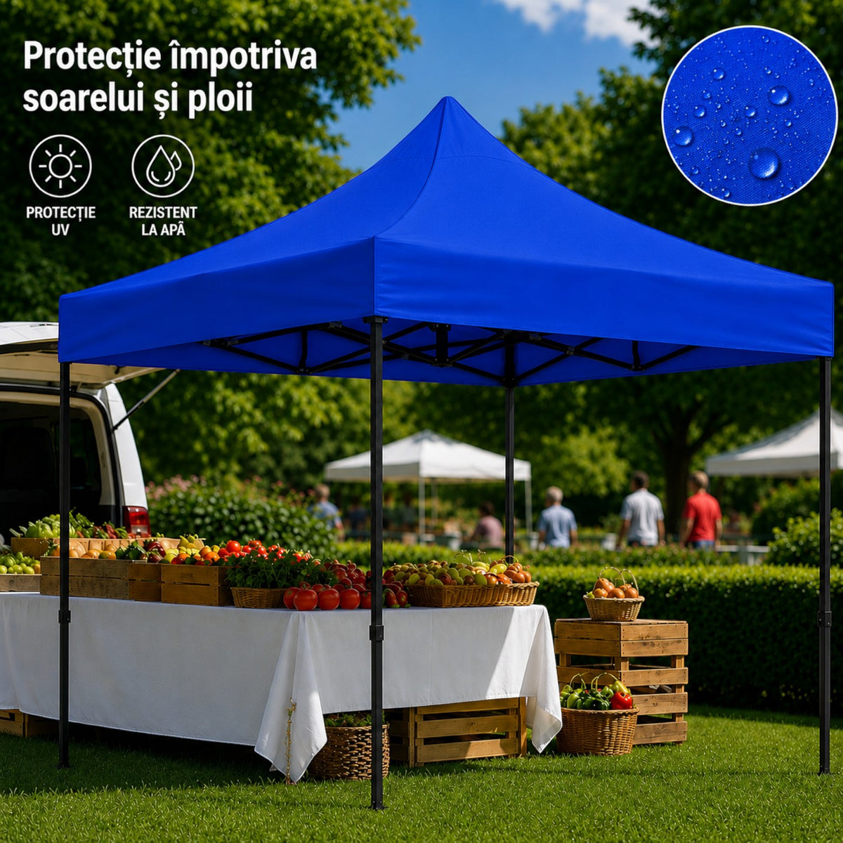 Cort pavilion 3x3m pliabil, cadru metalic, panza impermeabila