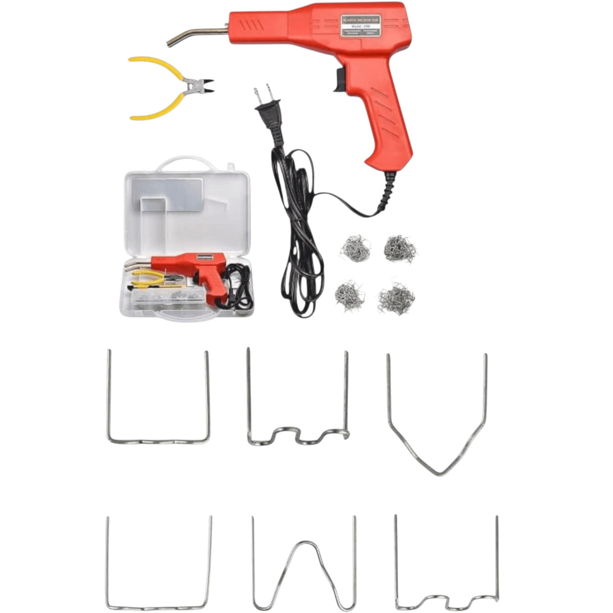 Set pistol pentru lipit plastic, sudat plastic, repararea fisurilor, 50W, 200 capse, cutie inclusa