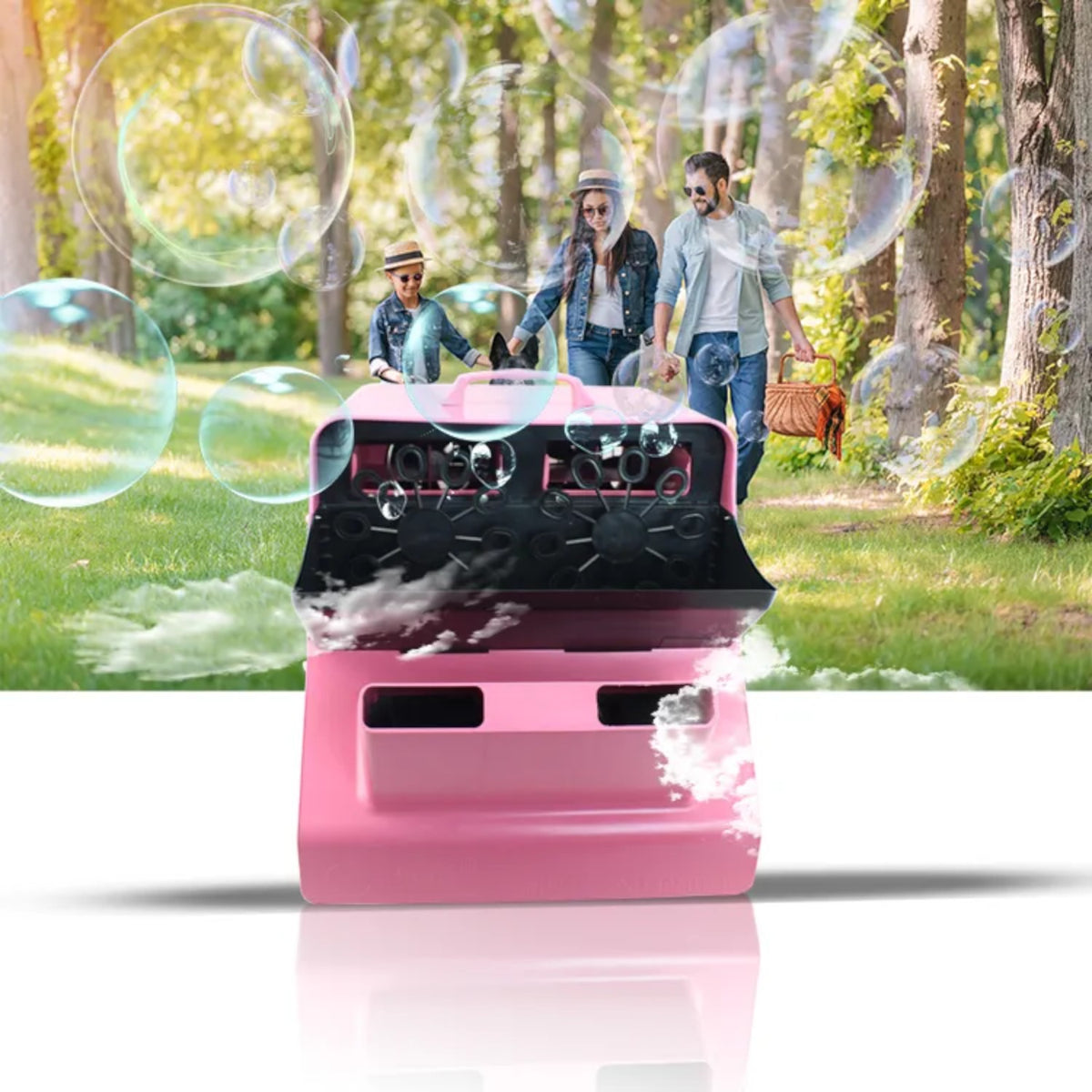 Masina de facut baloane 300W, telecomanda wireless, 2 palete, roz