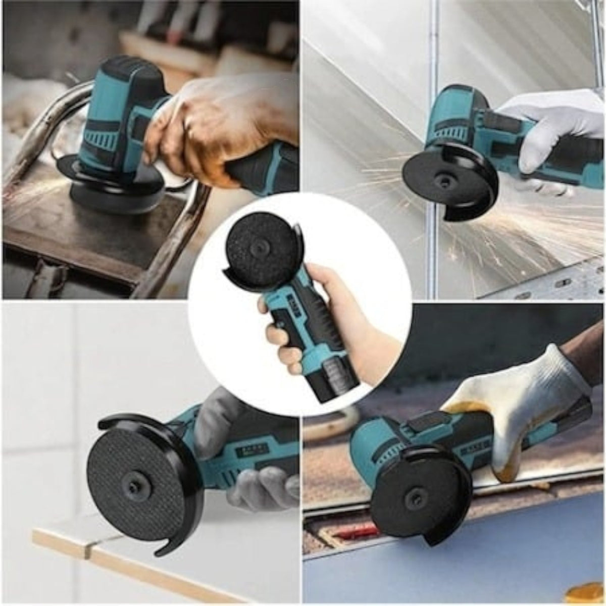 Mini polizor unghiular 750W, 48V 8.0Ah, 19500 rpm, 6 discuri incluse, soft start, Verde/Negru