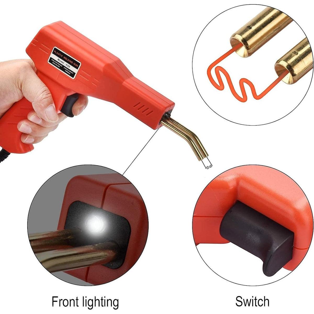 Set pistol pentru lipit plastic, sudat plastic, repararea fisurilor, 50W, 200 capse, cutie inclusa