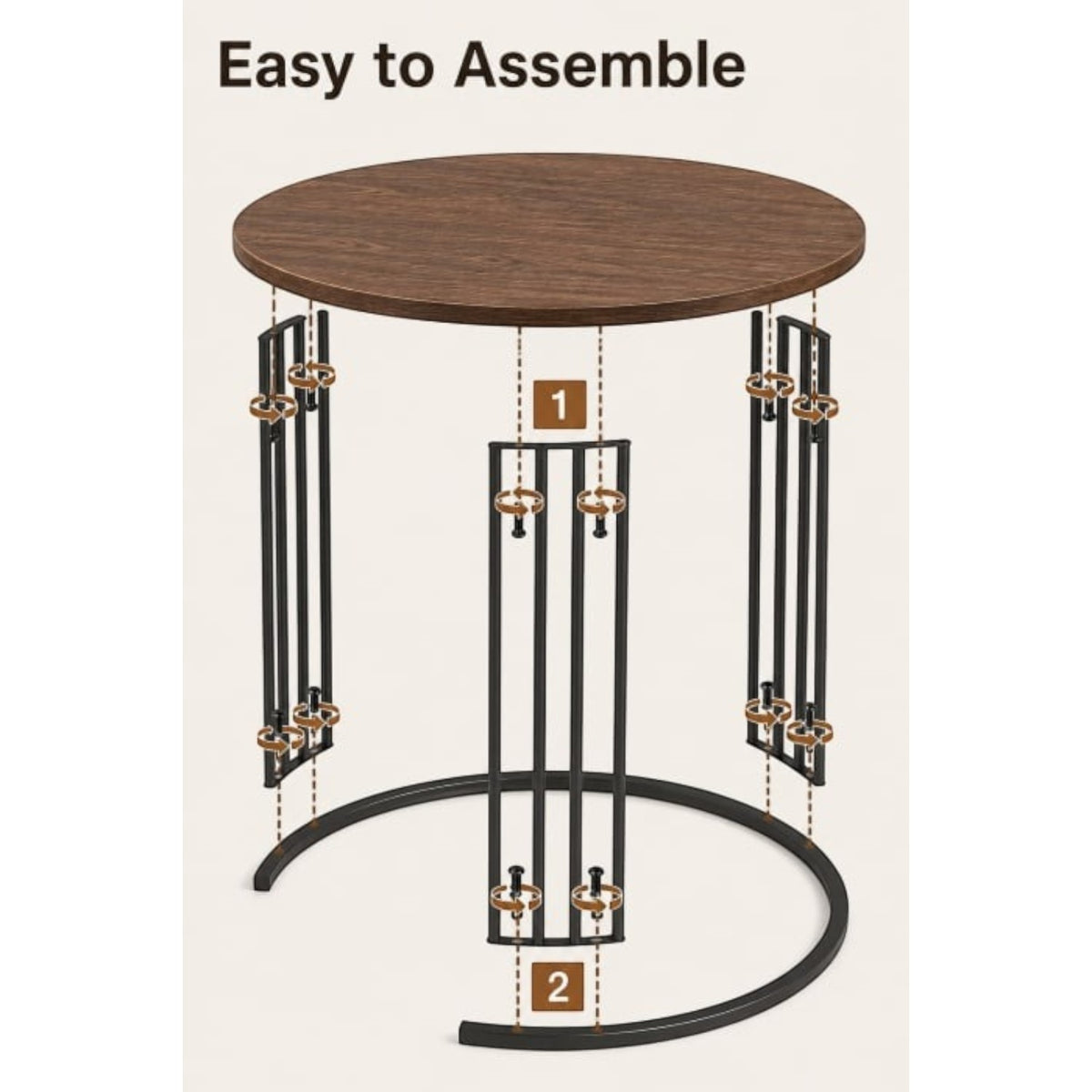 Set de 2 masute de cafea tip "Nesting", design rotund, masute laterale moderne pentru dormitor si sufragerie