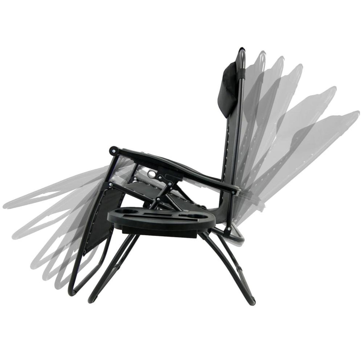 Set 2 Sezlonguri Pliabile, Gravitatie Zero, Pentru Terasa, Gradina Sau Plaja , Tetiera, Suport Bauturi, Reglabil, Negru