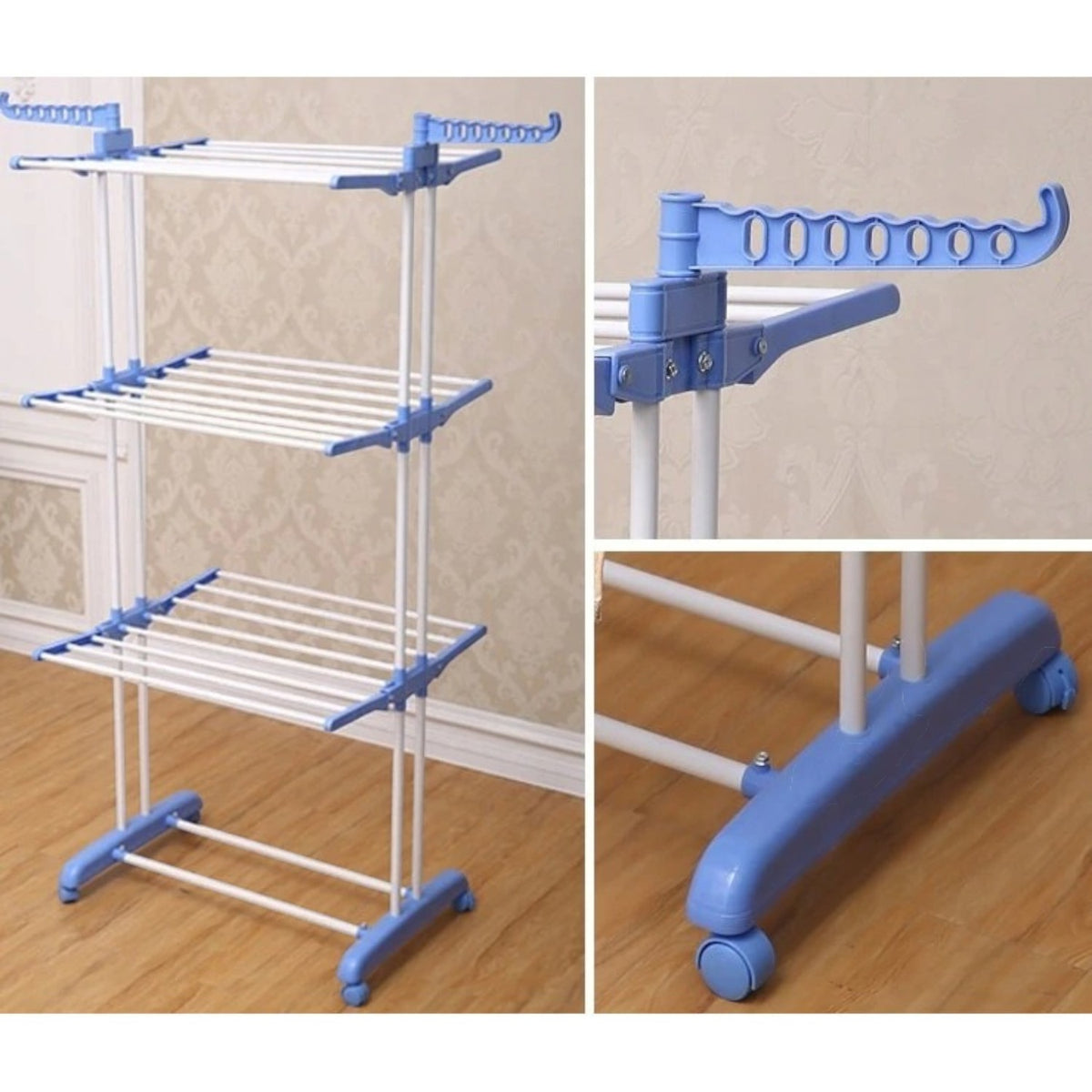 Uscator vertical, mobil si pliabil pentru rufe cu suport umerase, inaltime 173cm, 3 etaje