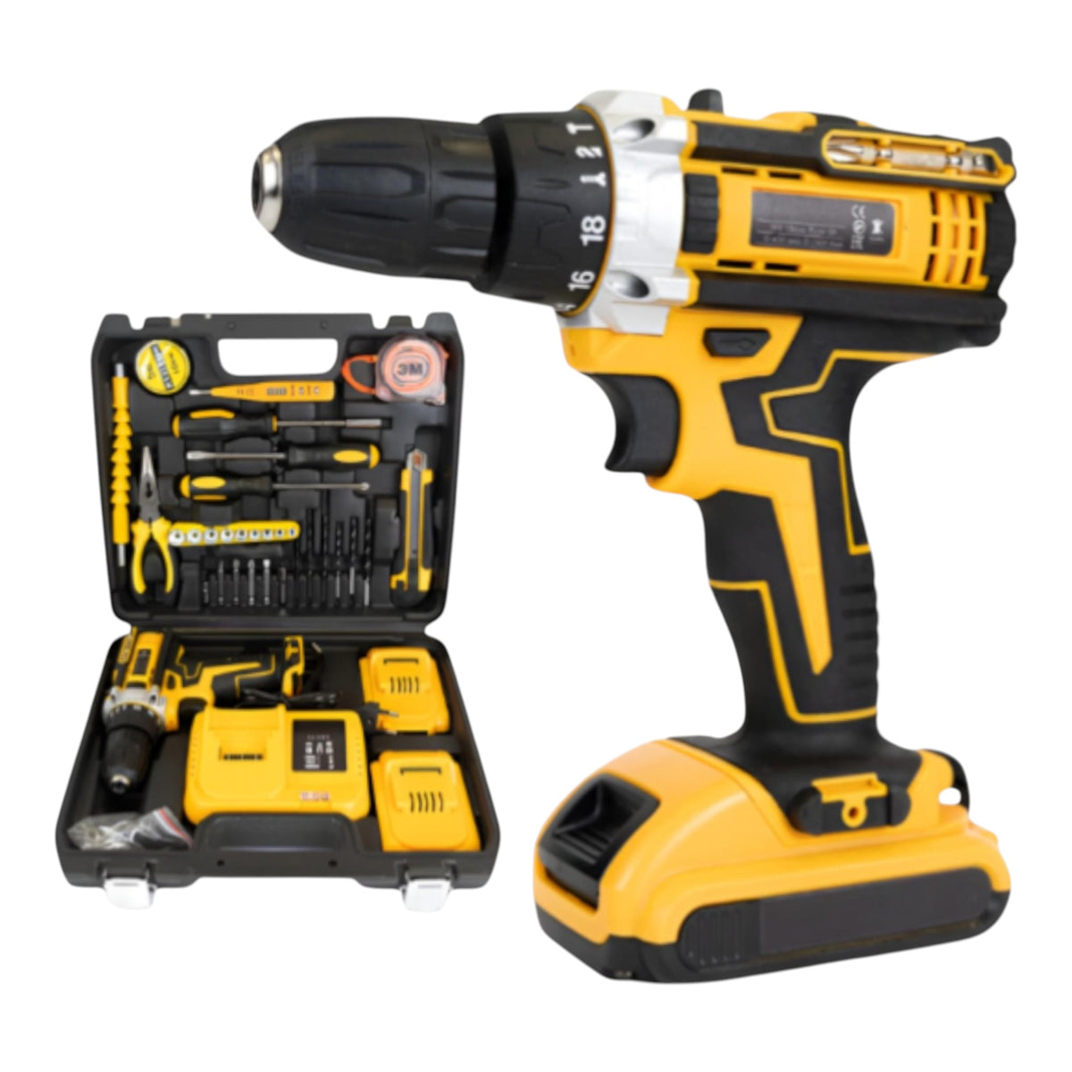 Bormasina de gaurit si insurubat 500W, 2 acumulatori 48V 8.0Ah, 30 accesorii