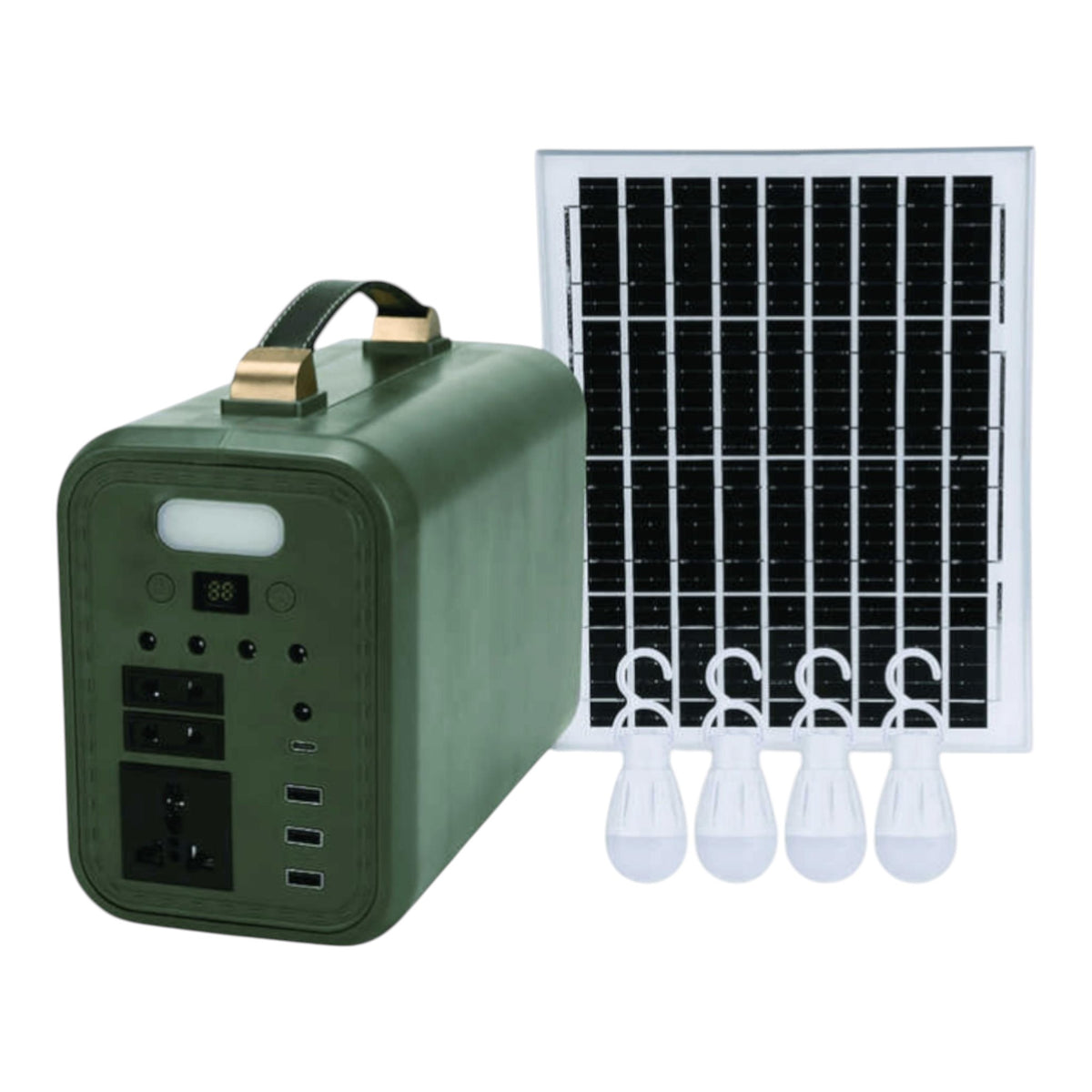 Sistem fotovoltaic DT-9150C, panou solar 150W, baterie 12V/12Ah, 4 becuri LED, USB, invertor 150W