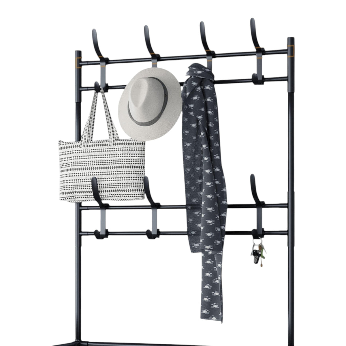 Cuier haine cu suport pantofi, 165x80x26 cm, 5 rafturi
