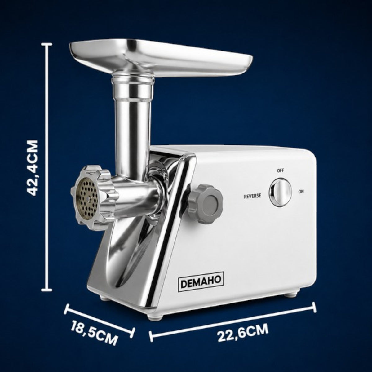 Masina de tocat carne electrica 3000 W – 120 kg/ora, 2 site inox, functie Reverse, componente detasabile