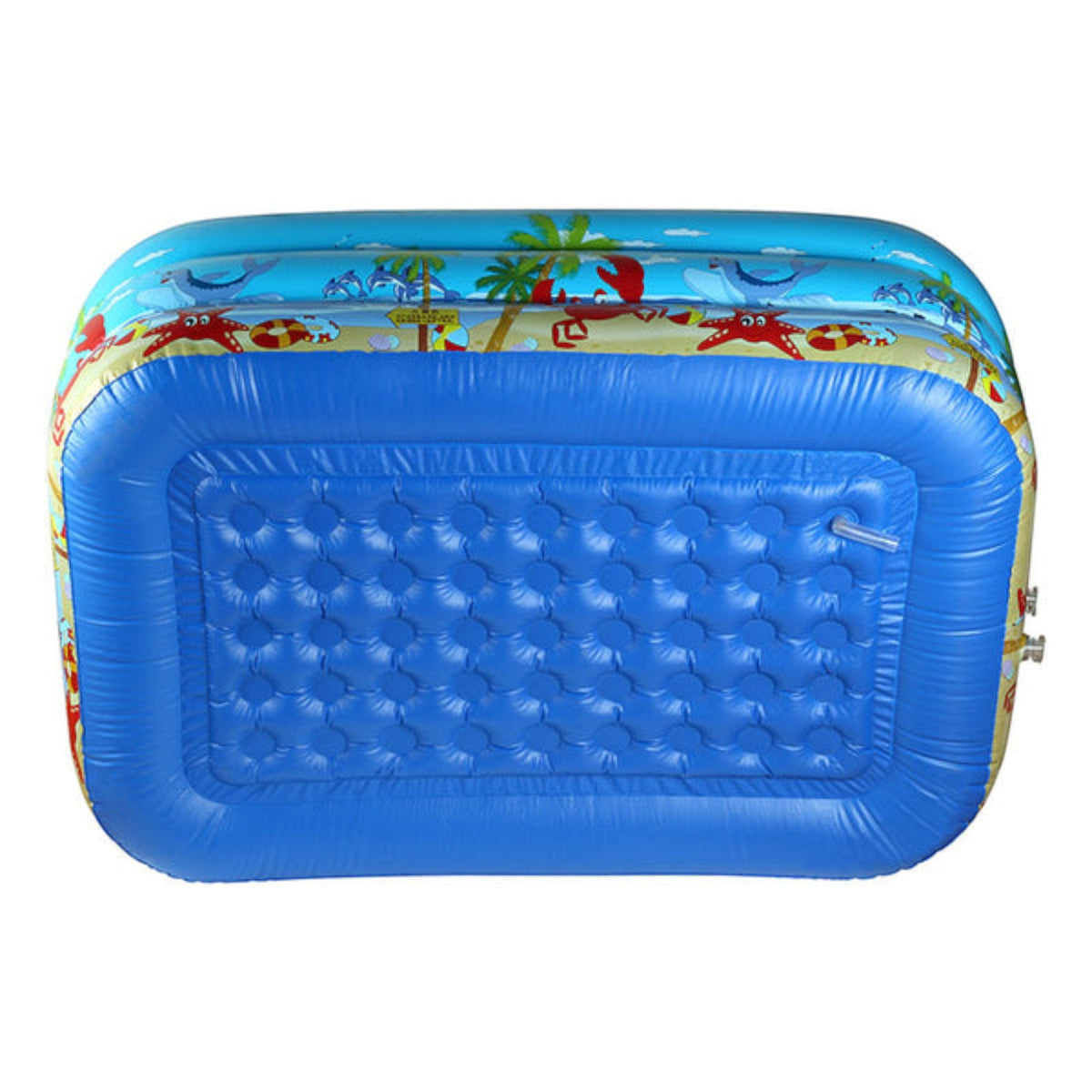 Piscina gonflabila pentru copii din PVC rezistent, 115x82x33 cm, 3 inele, design tropical, pentru terasa si curte