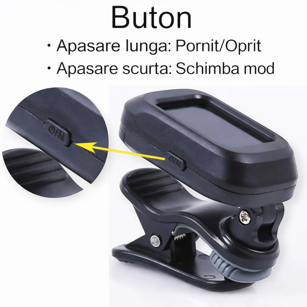 Acordor cromatic cu clema, ecran LCD, 430-450 Hz, pentru chitara, vioara, ukulele, bass