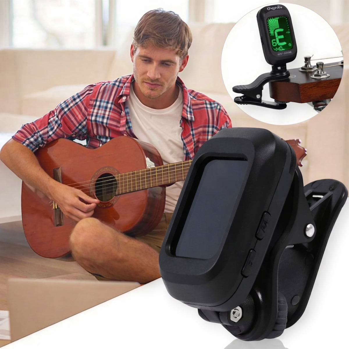 Acordor cromatic cu clema, ecran LCD, 430-450 Hz, pentru chitara, vioara, ukulele, bass