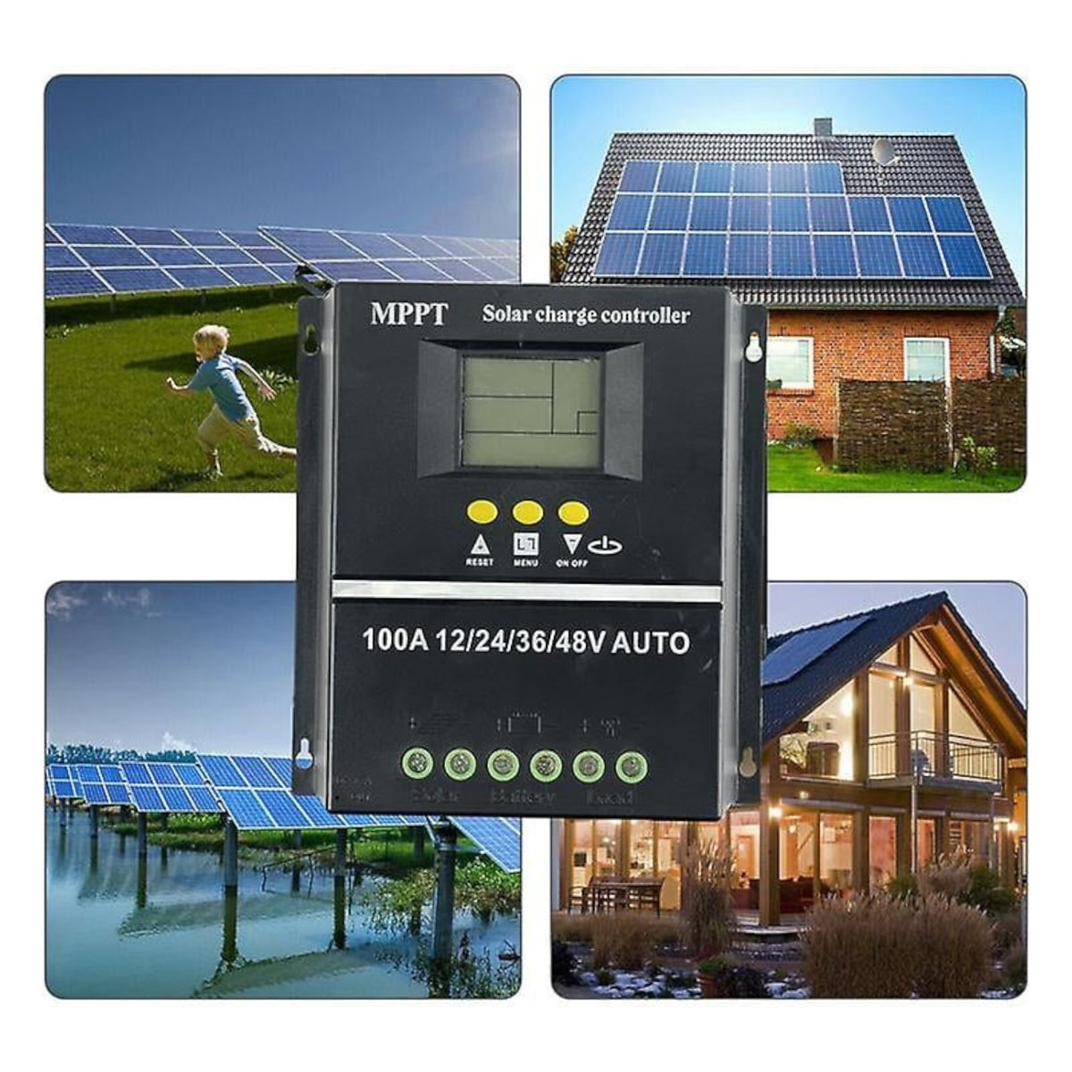 Controler solar MPPT 100A, 12V/24V/36V/48V, display LCD, 7 moduri de functionare