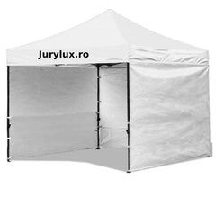 Cort Pavilion cu 3 Pereti Laterali si Cadru Pliabil pentru Gradina sau Evenimente, Dimensiuni 3x3m, Culoare Alb.