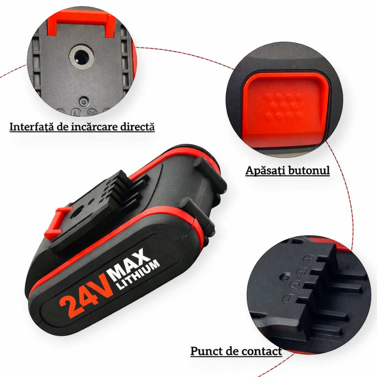 Acumulator 24V 4 pini mufa verticala 1500 mAh
