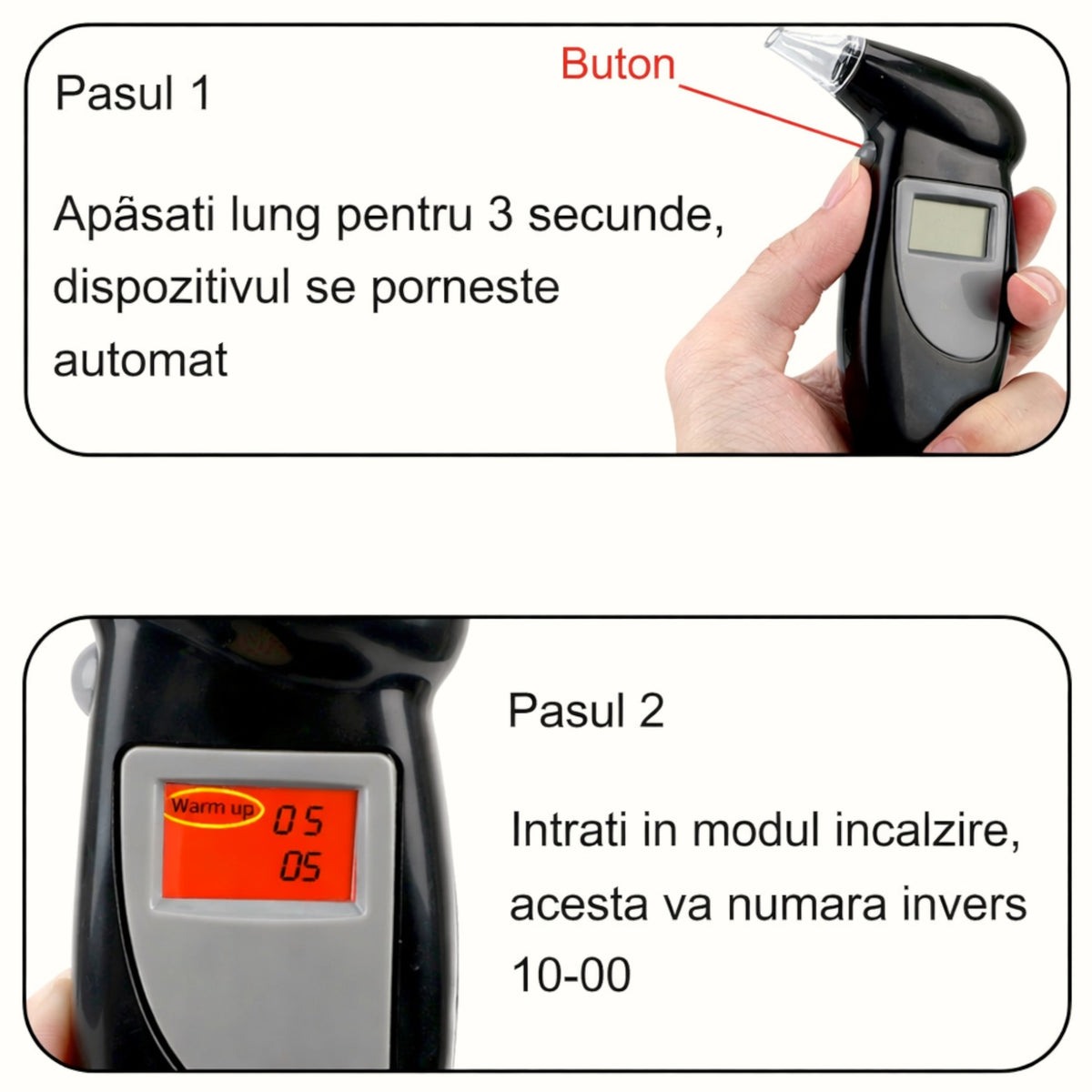 Alcooltest digital portabil, 4 capete rezerva, afisaj digital