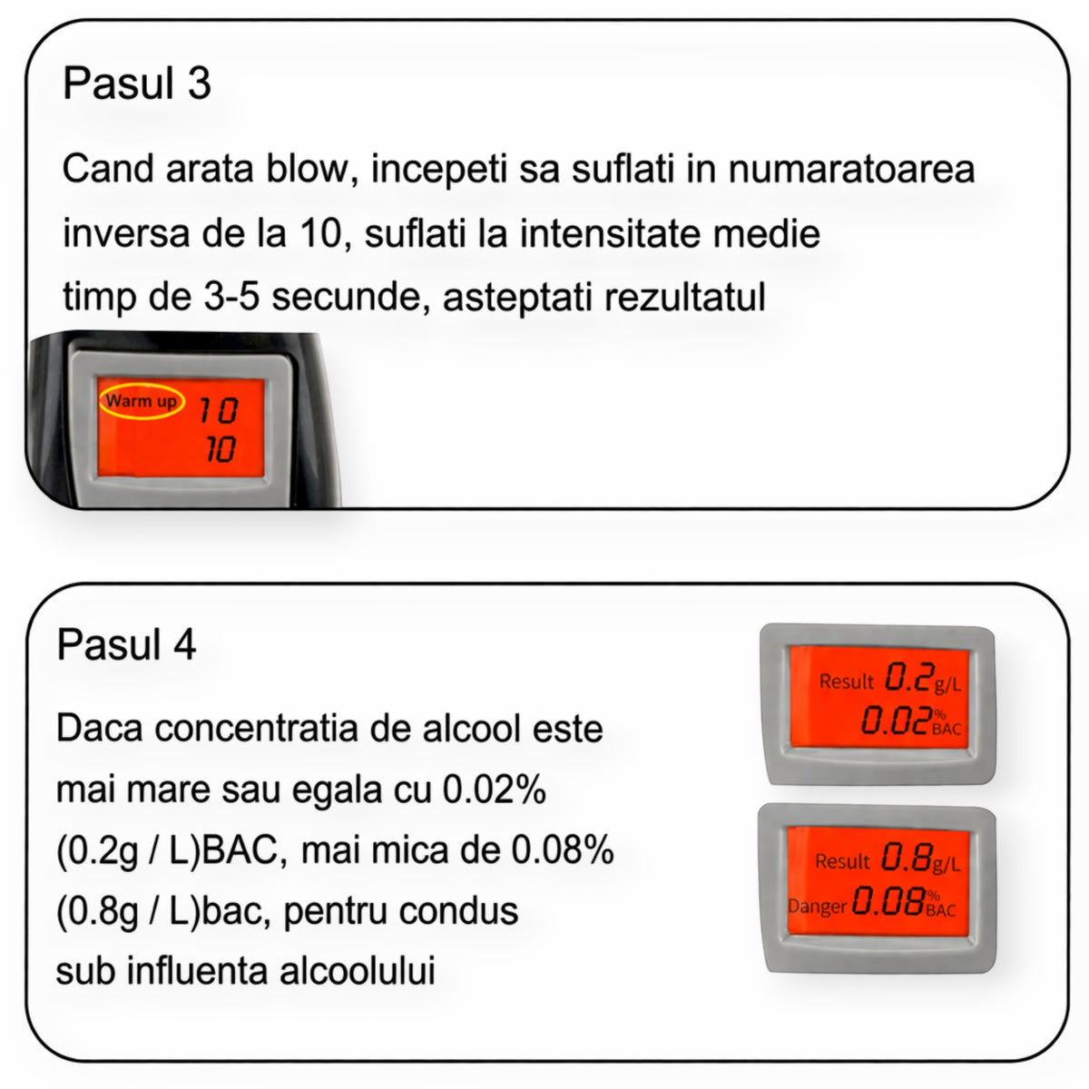 Alcooltest digital portabil, 4 capete rezerva, afisaj digital