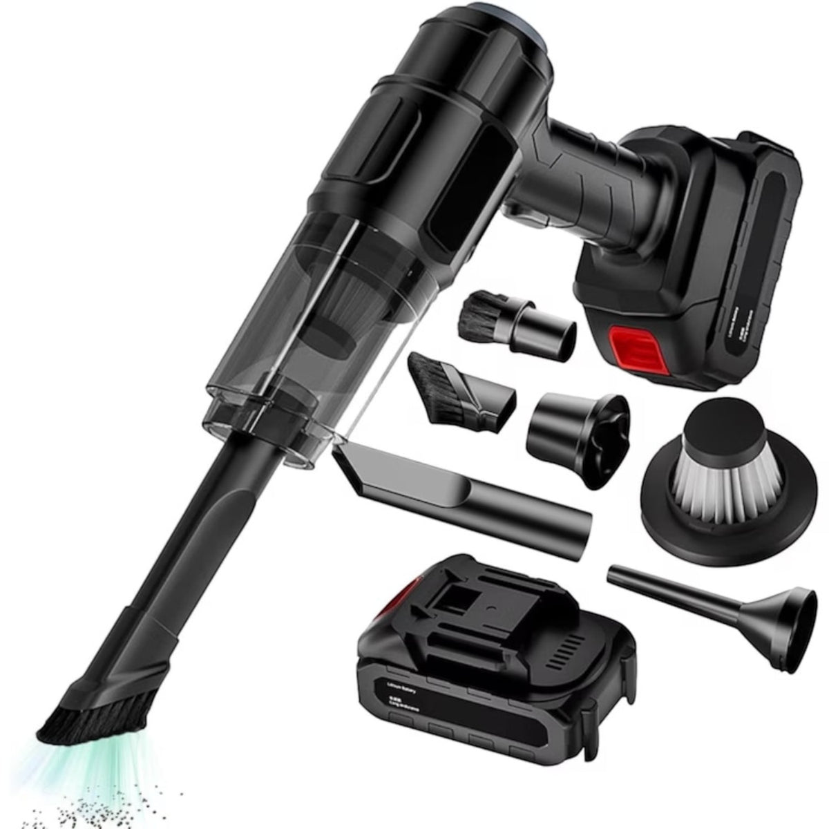 Aspirator si suflanta portabila 4 in 1, 2 acumulatori 48V 5.0Ah, 5000 mAh, 6 duze incluse