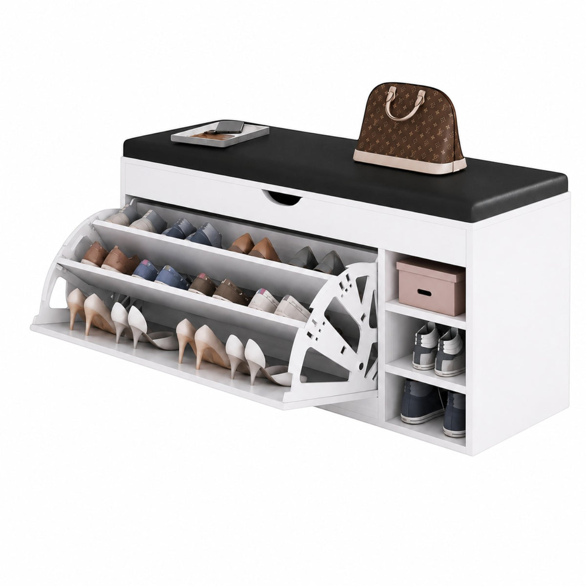 Dulap pentru pantofi tip bancheta, 6 rafturi, 100x34x50 cm, PAL melaminat