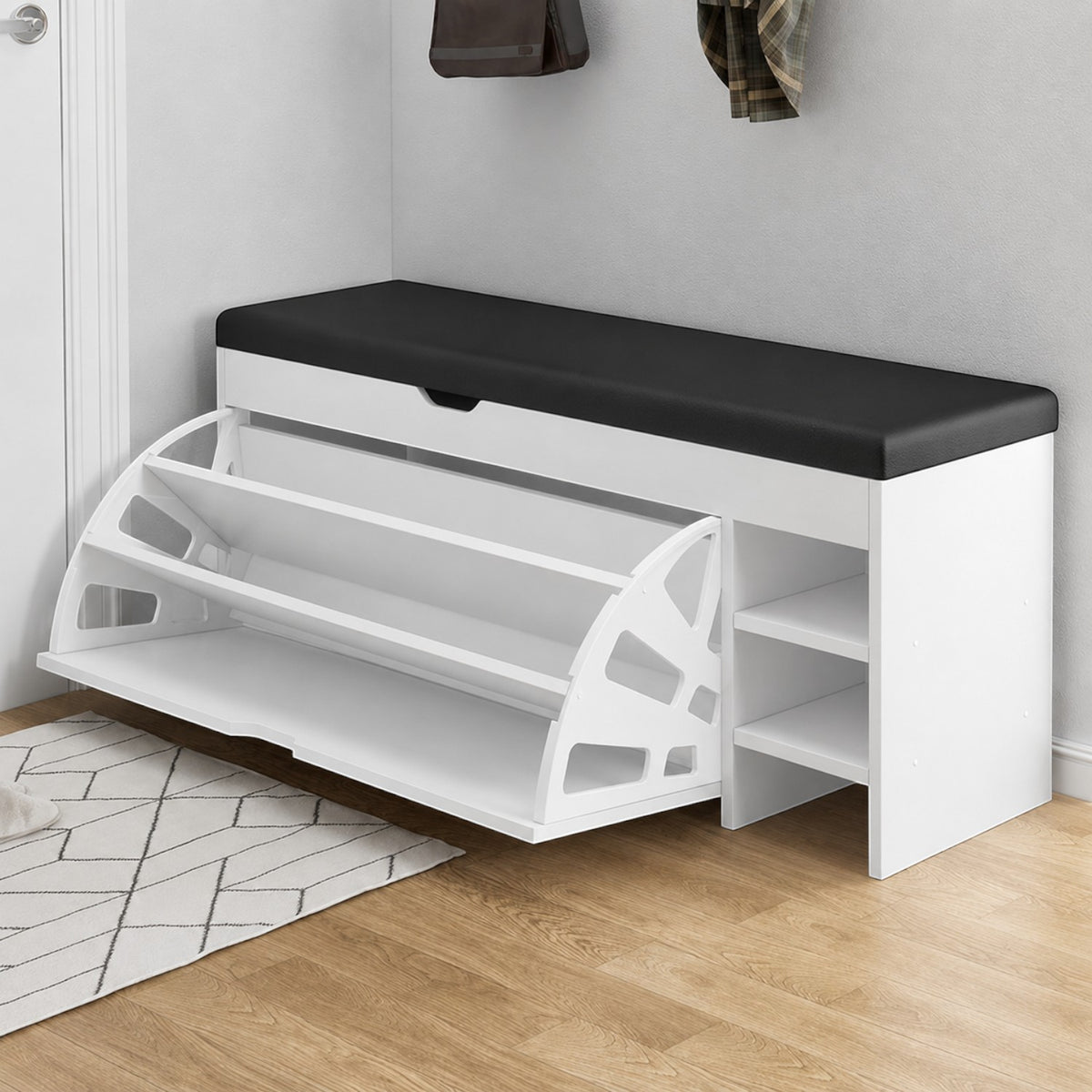 Dulap pentru pantofi tip bancheta, 6 rafturi, 100x34x50 cm, PAL melaminat