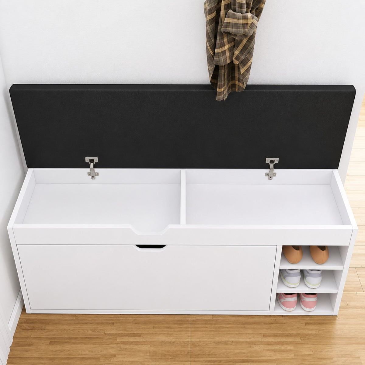 Dulap pentru pantofi tip bancheta, 6 rafturi, 100x34x50 cm, PAL melaminat
