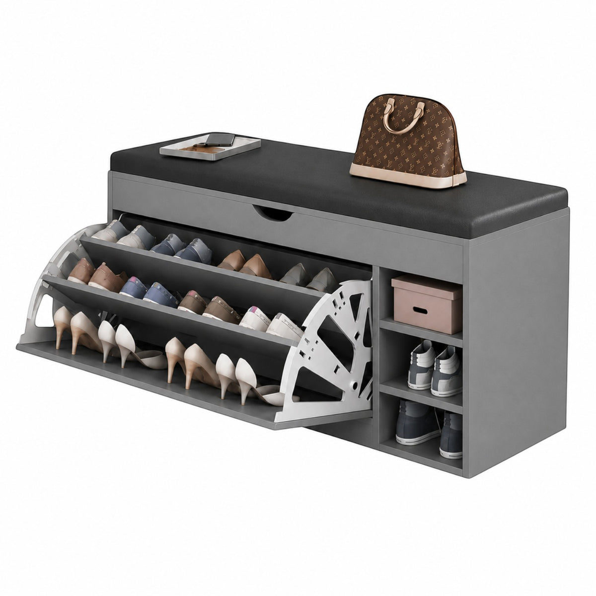 Dulap pentru pantofi tip bancheta, 6 rafturi, 100x34x50 cm, PAL melaminat