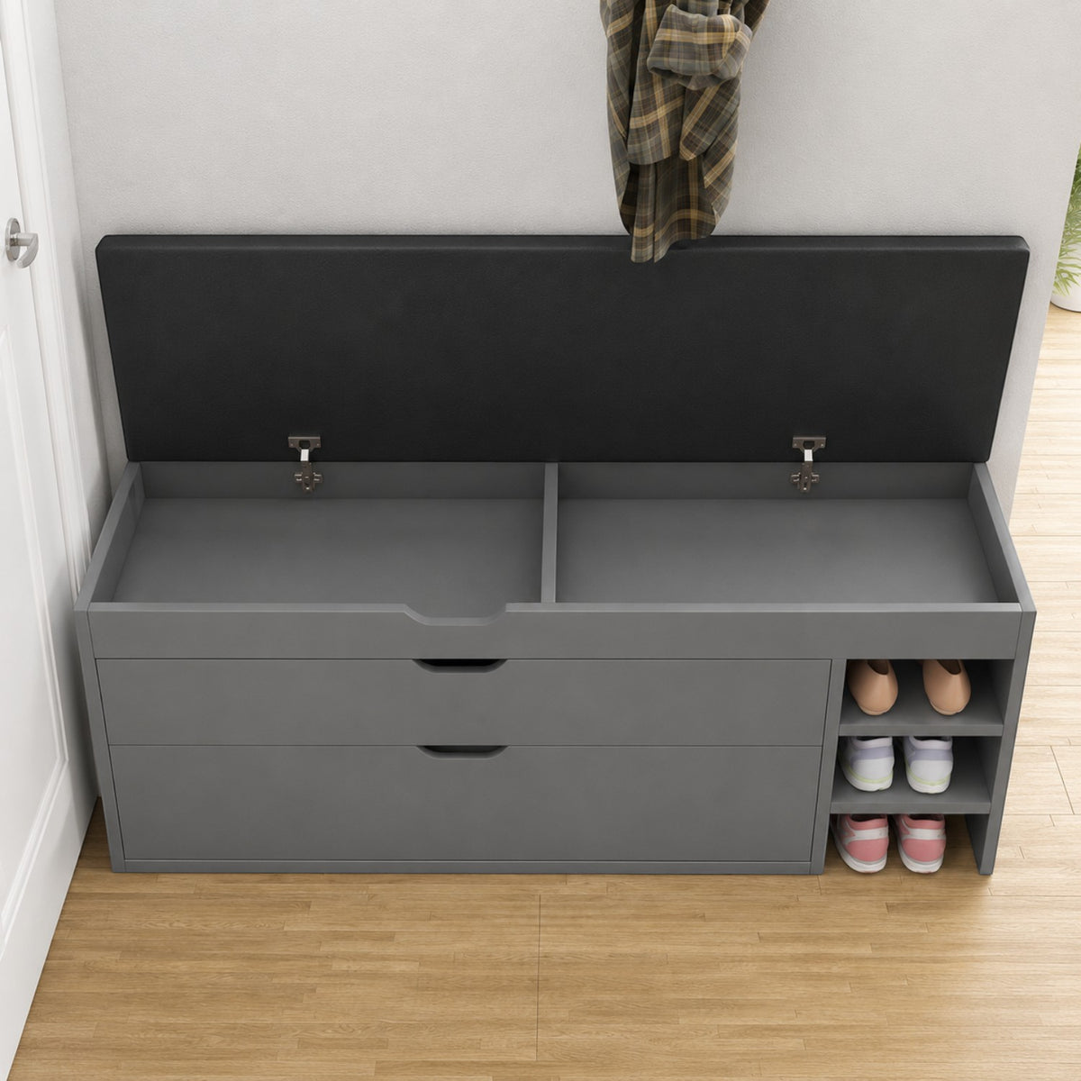 Dulap pentru pantofi tip bancheta, 6 rafturi, 100x34x50 cm, PAL melaminat