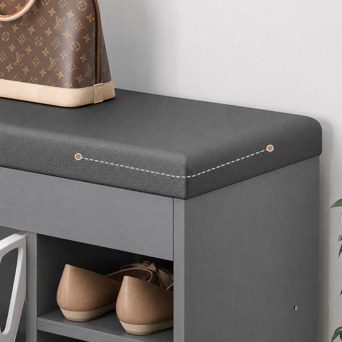 Dulap pentru pantofi tip bancheta, 6 rafturi, 100x34x50 cm, PAL melaminat