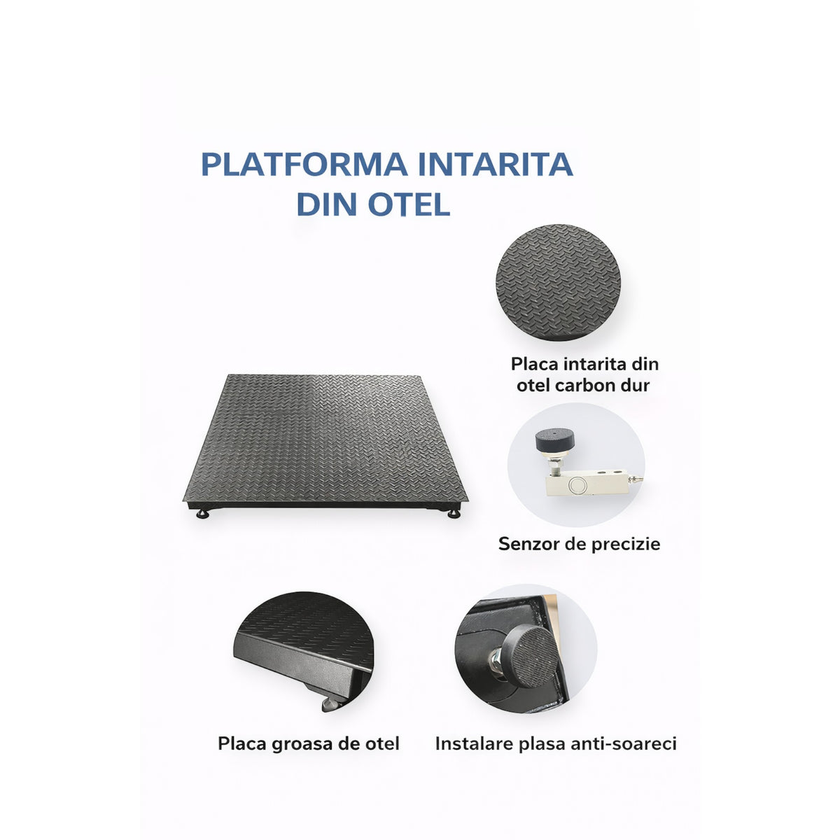 Cantar electronic platforma 3000 kg 100x100cm tabla striata 5mm 4 celule