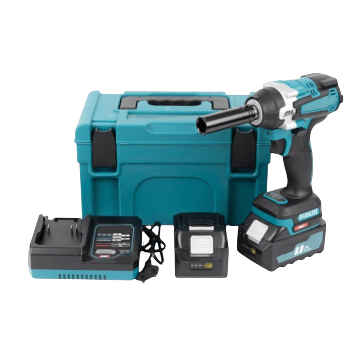 Masina de impact si insurubat, 2 acumulatori 48V 8.0Ah, 850Nm, 3500RPM, brushless, Albastru