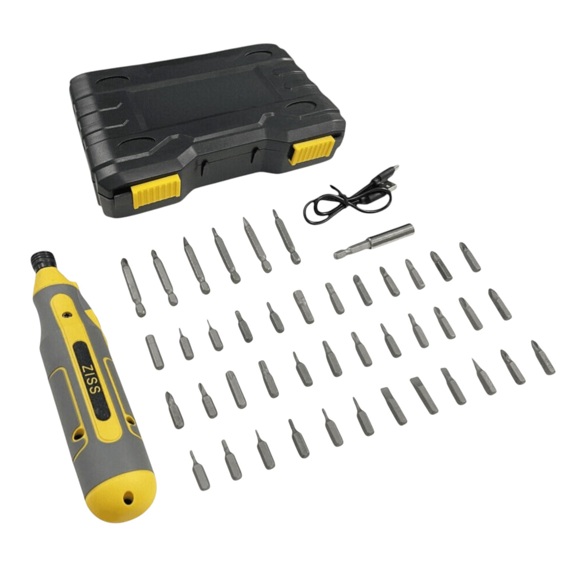Set surubelnita electrica fara fir, LED, cuplu reglabil, 45 accesorii, USB, compact