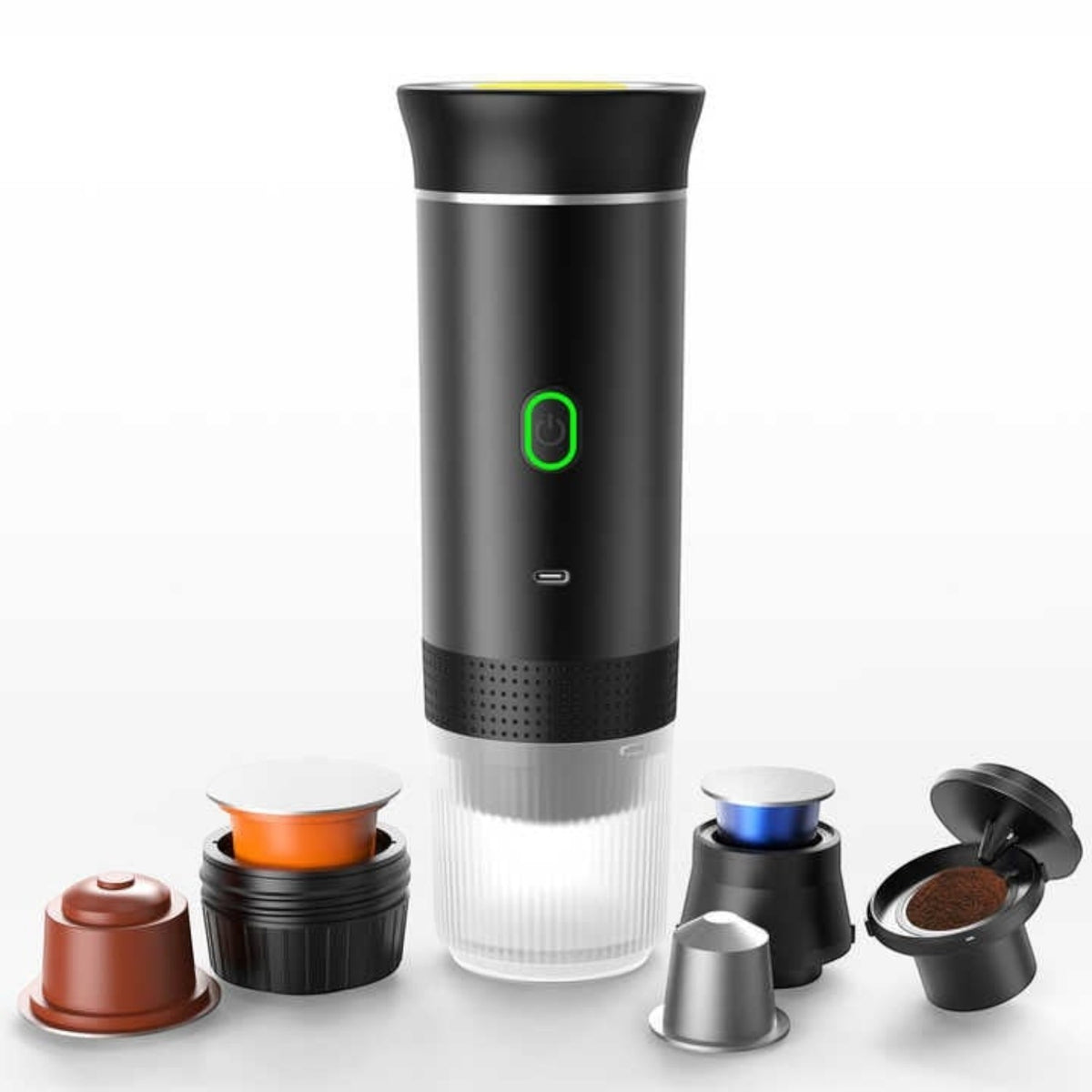Espressor electric portabil, 72W, baterie 2500mAh, USB-C, 150ml, incalzire rapida