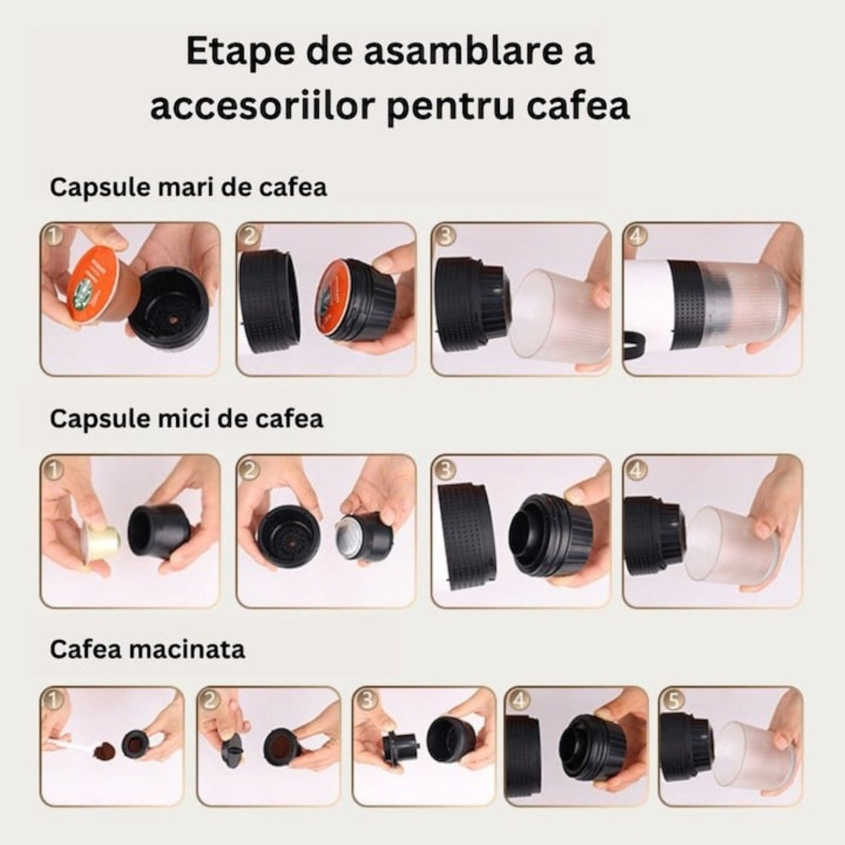 Espressor electric portabil, 72W, baterie 2500mAh, USB-C, 150ml, incalzire rapida