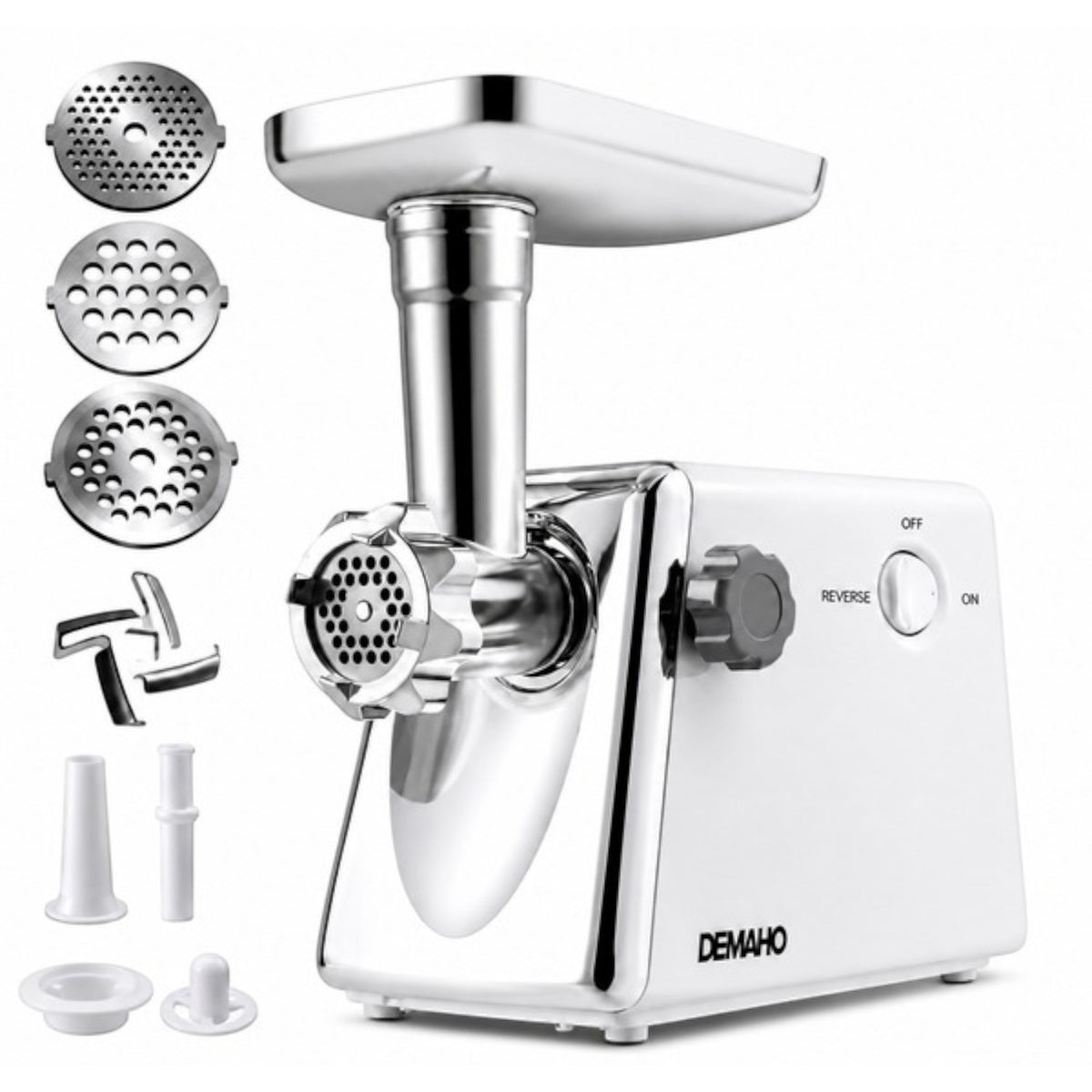 Masina de tocat carne electrica 3000 W – 120 kg/ora, 2 site inox, functie Reverse, componente detasabile
