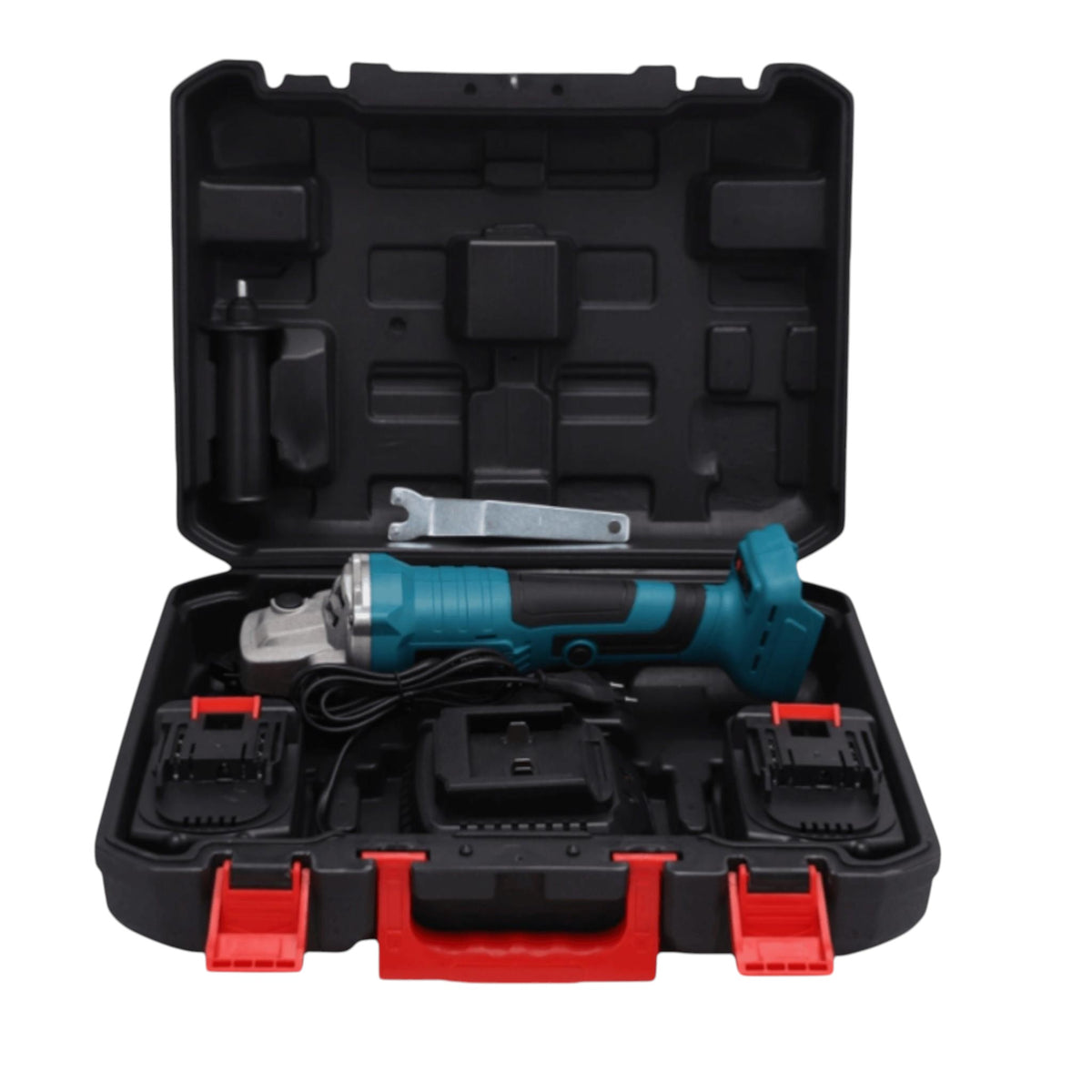 Polizor unghiular, 2 acumulatori 48V 8Ah, 9000 RPM, 2 discuri taiere, statie incarcare, valiza