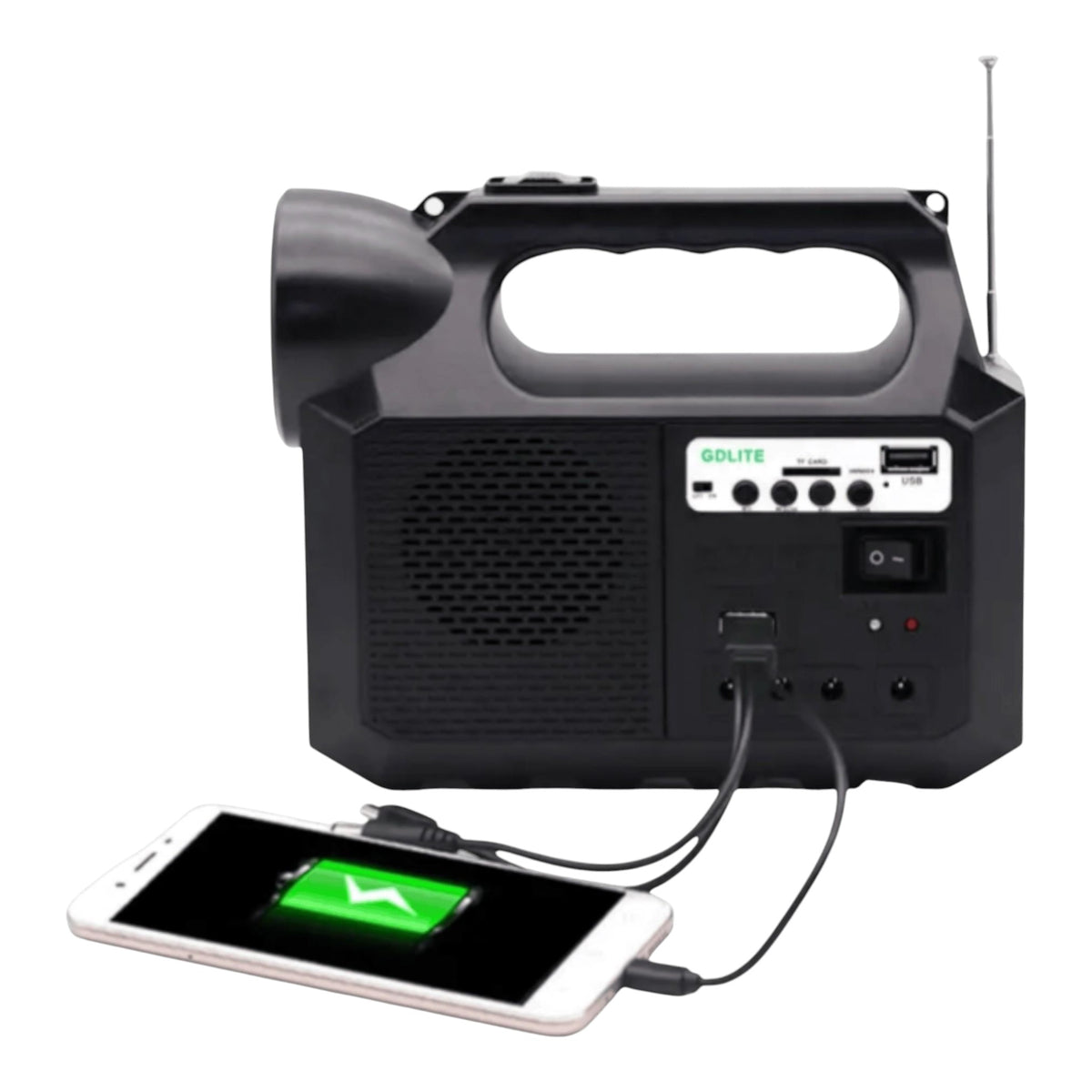 Kit solar portabil GD-8017M, Panou solar, Lanterna LED, 3 Becuri, Bluetooth, Radio FM, MP3, USB