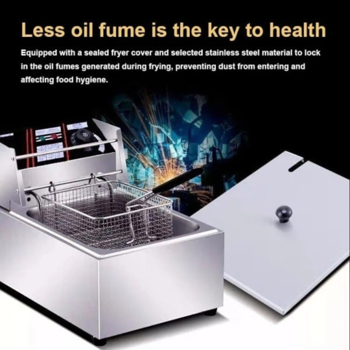 Friteuza electrica din inox 2500W, 6 litri, cos detasabil, termostat reglabil