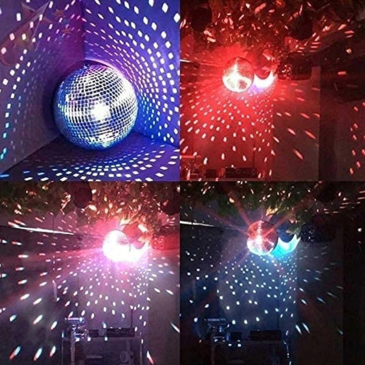 Glob Disco cu Aplicatii Oglinda, Diametru 30 cm, Reflectorizant, Cu Motoras, Sistem Agatare, Forma Sferica, Argintiu