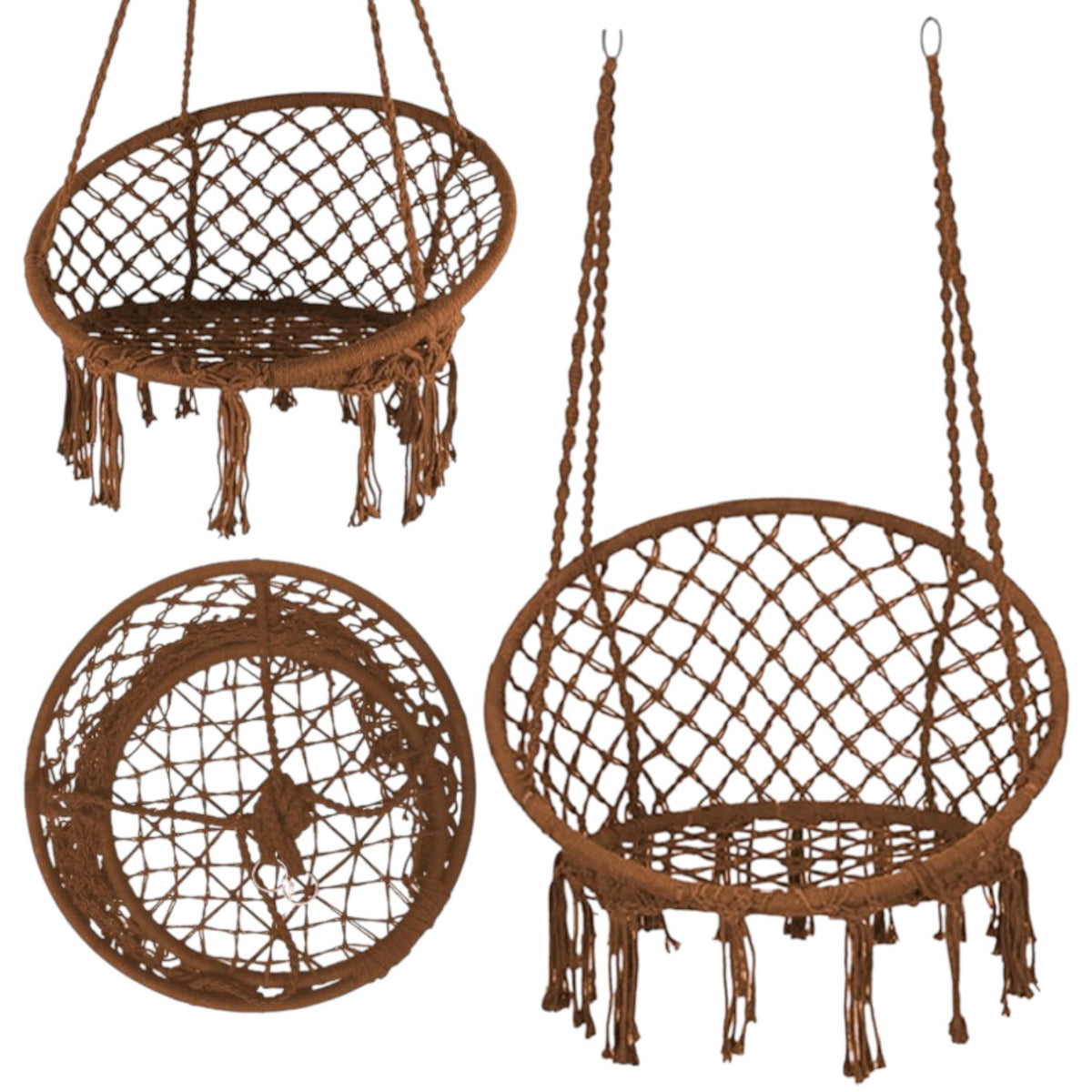 Leagan/balansoar suspendat tip scaun/hamac, diametru 80 cm, sarcina maxima 120kg, cadru metalic, pentru casa, gradina si veranda