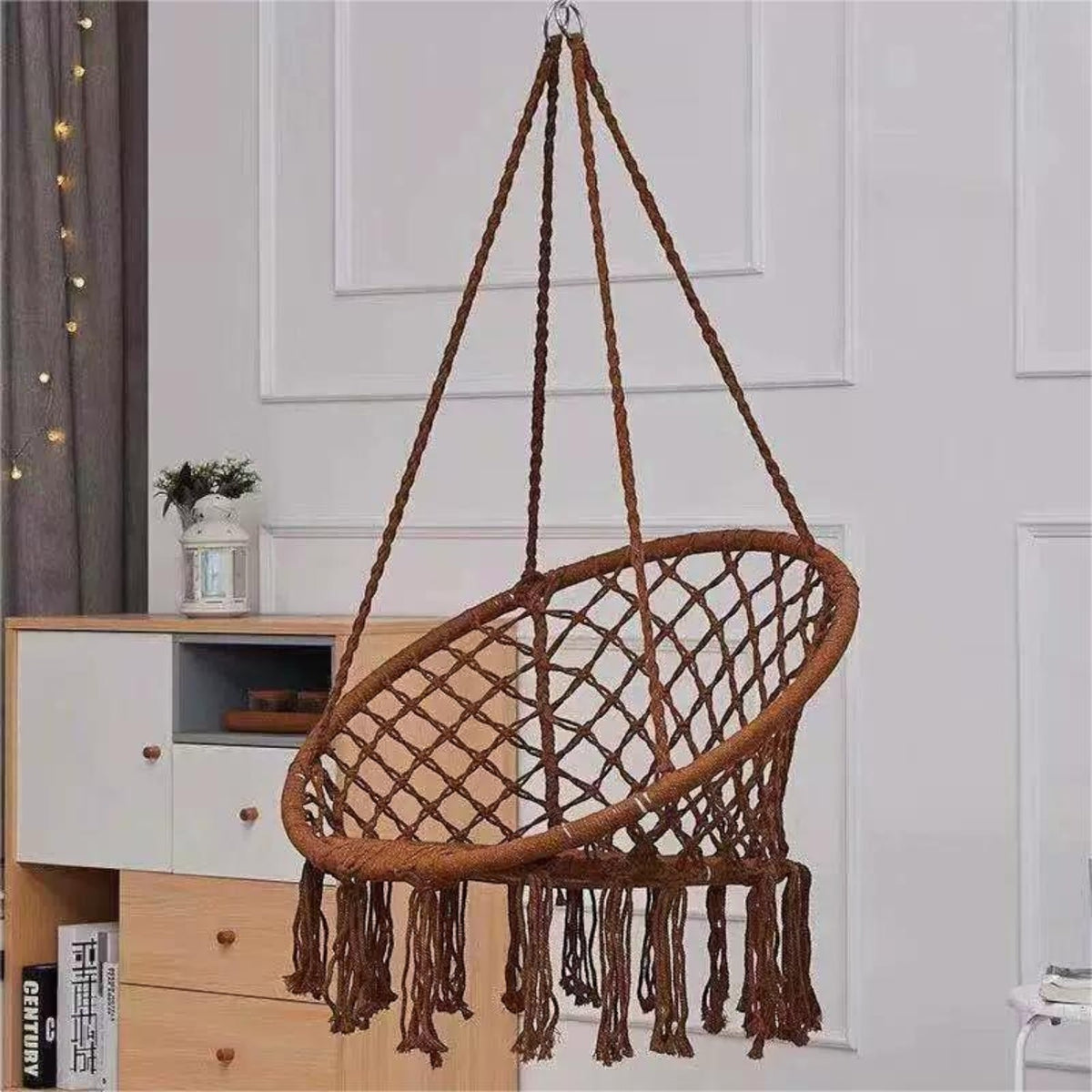 Leagan/balansoar suspendat tip scaun/hamac, diametru 80 cm, sarcina maxima 120kg, cadru metalic, pentru casa, gradina si veranda