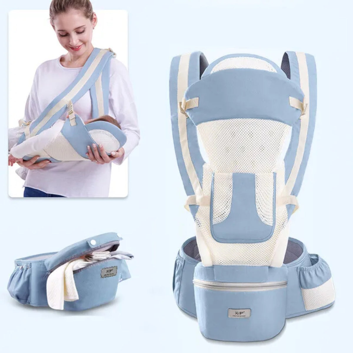 Marsupiu ergonomic multifunctional 15 in 1 pentru bebelusi, buzunar fermoar